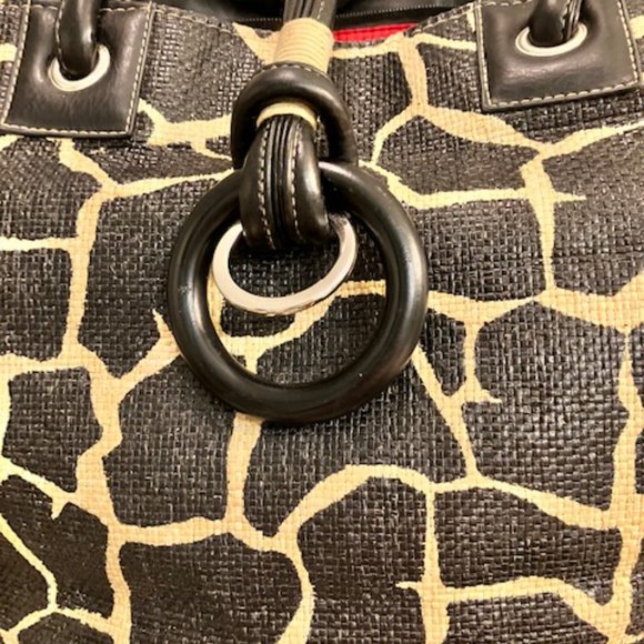 SONDRA ROBERTS SQUARED - Giraffe Print Tote Straw Handbag - Great Condition - Picture 15 of 16